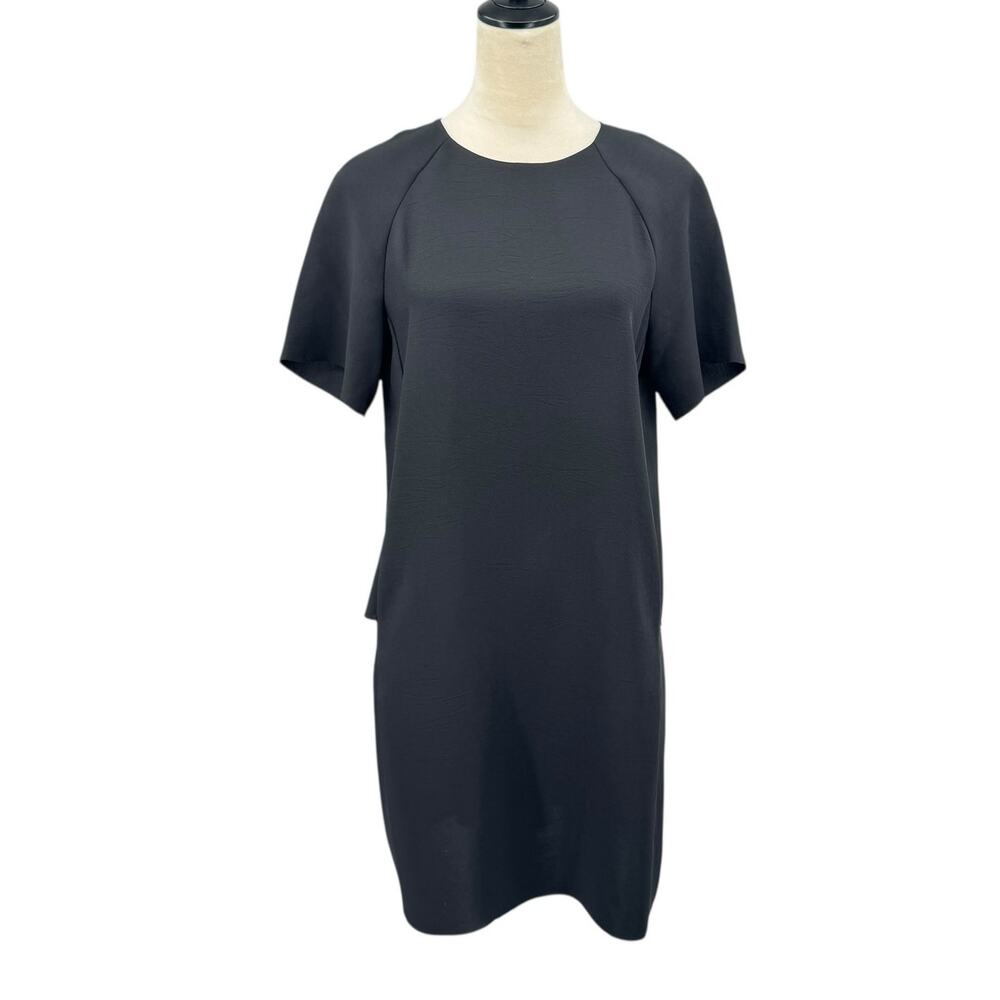 COS Black Crepe Short Sleeve Cut Off Tiered Classic Mini Dress Whimsygoth